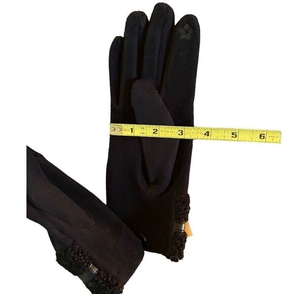 LIB Design NY Black Microsuede Smart Touch Gloves OSFM - Picture 7 of 9